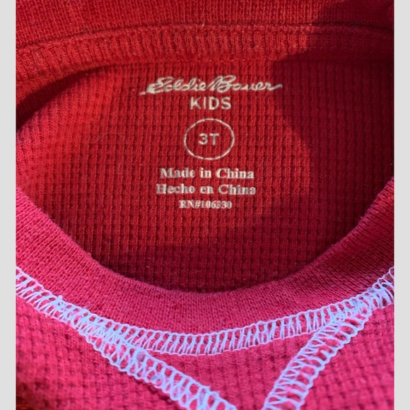 Eddie Bauer Boys Red Waffle Long Sleeve Shirt, size 3T - Picture 3 of 6